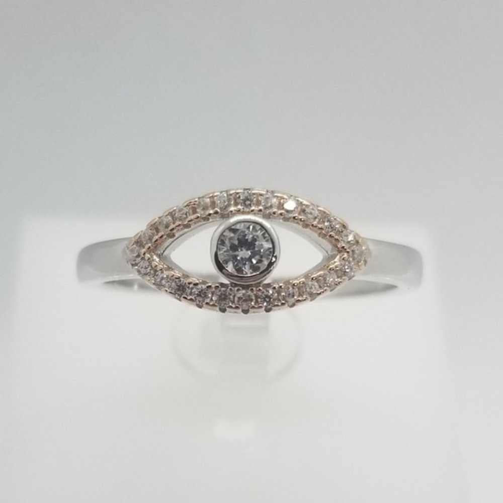 💖Rose Gold and Sterling Silver Evil Eye Ring - Picture 5 of 6